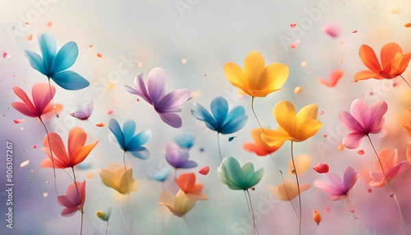 Obraz Falling out of multicolored flower petals