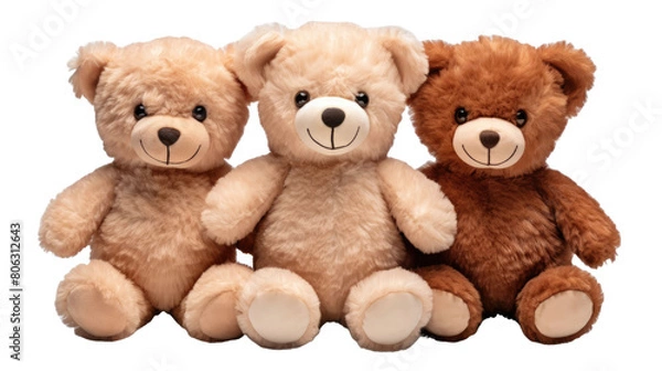 Obraz set of 3 stuffed animal toys isolated on a transparent background 