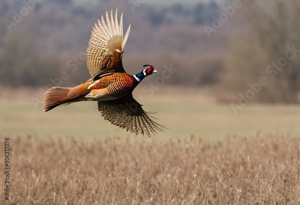 Fototapeta A view of a Pheasant in flight
