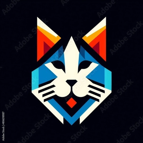 Fototapeta Minimalistic Cat Face Illustration