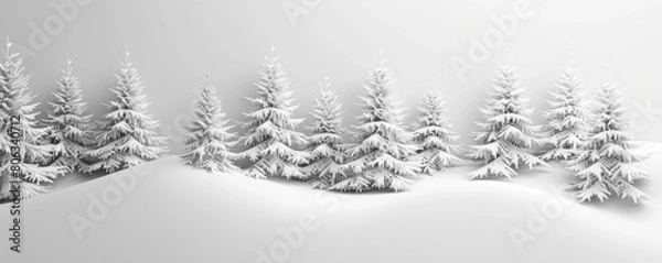Obraz minimalistic winter landscape with trees covered in snow on a monochromatic background