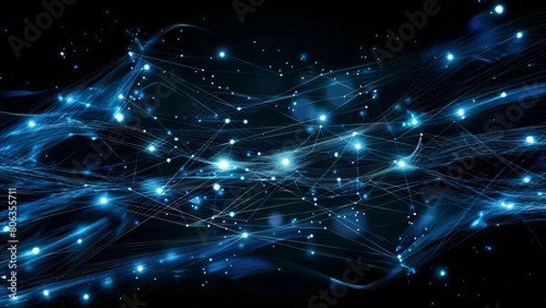 Obraz Abstract glowing blue plexus background with connected dots and lines