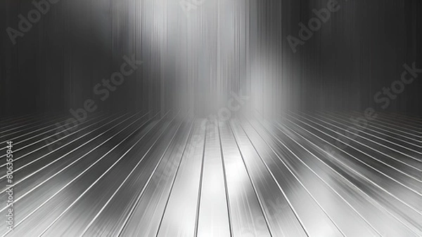 Fototapeta Abstract Futuristic Brushed Metal Floor and Wall Background in 3D