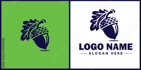 Obraz acorn icon Oak nut Acorn nut Acorn seed flat logo sign symbol editable vector