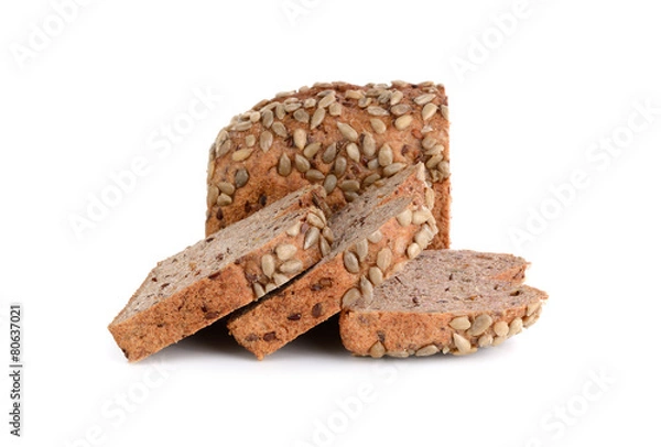 Obraz whole wheat bread isolated on white background