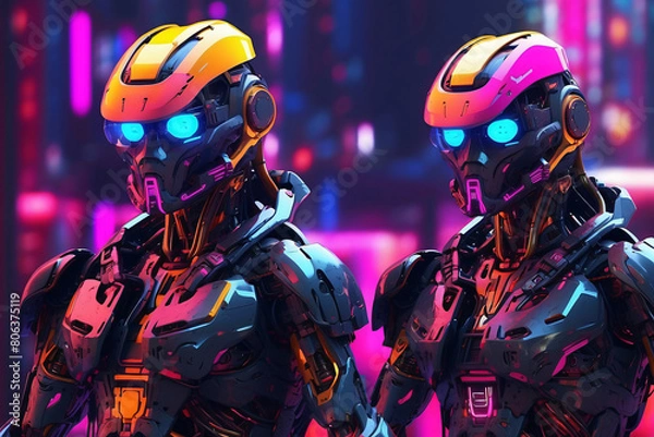 Obraz neon robot illustration