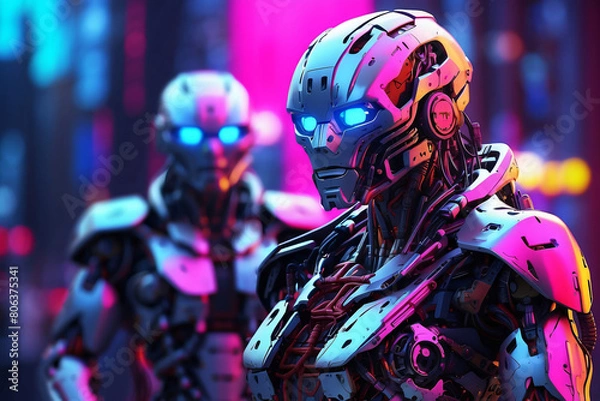 Obraz neon robot illustration