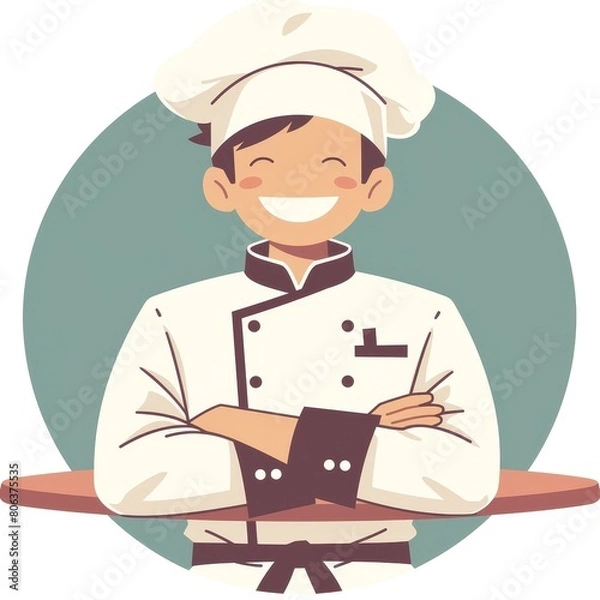 Fototapeta This smiling chef is ready to cook you a delicious meal!