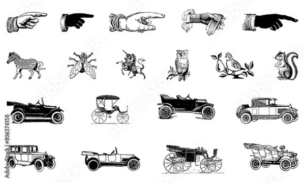 Obraz Ancient vehicle sign collection