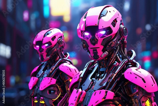 Obraz neon robot illustration