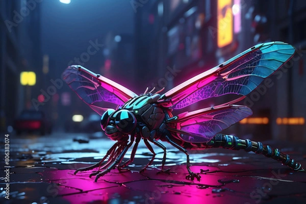 Obraz Cyberpunk dragonfly