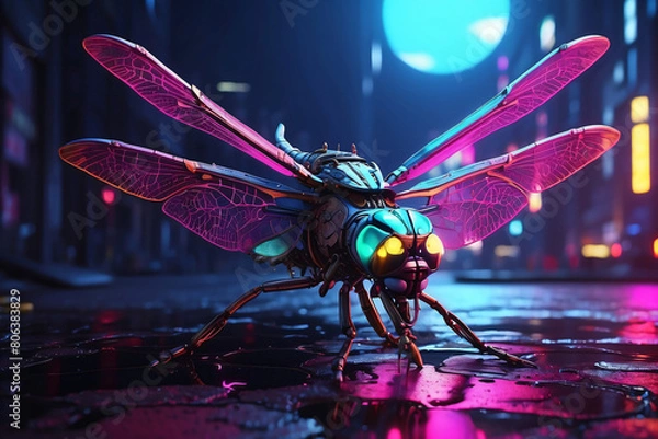 Obraz Cyberpunk dragonfly