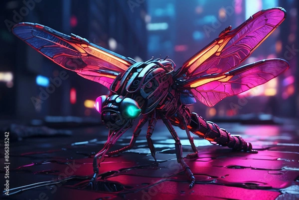 Obraz Cyberpunk dragonfly