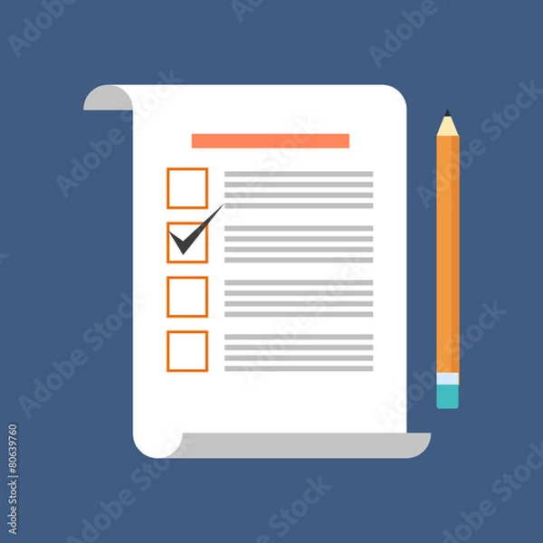 Obraz Survey, voting, review concept. Flat design.