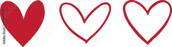 Fototapeta Heart, love, romance or valentine's day red heart. Heart vector icons. Artistic red heart love symbols isolated editable vector.