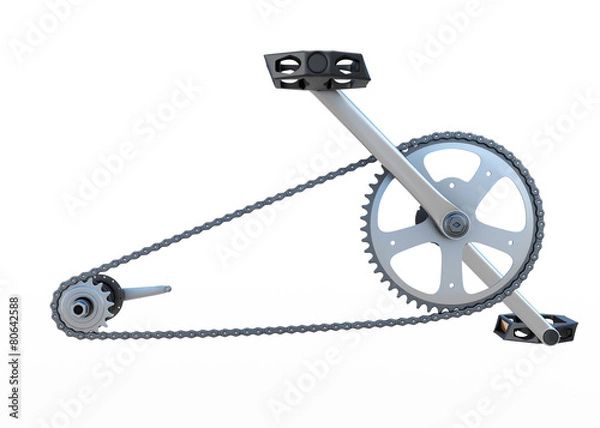 Obraz Bicycle chain with pedals front view