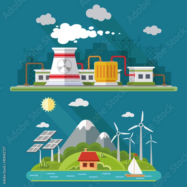 Obraz Modern vector flat design conceptual set illustration with a nuc