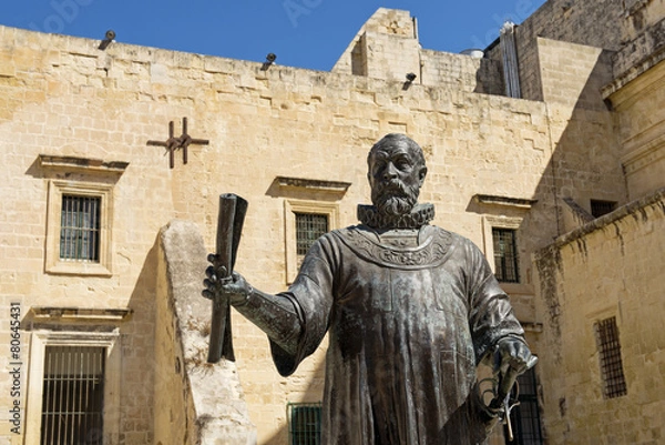 Obraz Statue of Grand Master Jean de Vallette, Valletta, Malta.