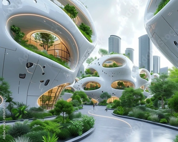 Fototapeta Sci-fi futuristic architecture