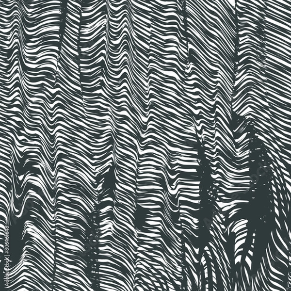 Fototapeta The surface imitates striped crumpled fabric with many folds.