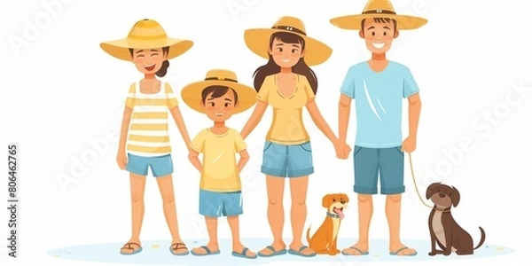 Fototapeta 夏休みの家族のイラスト