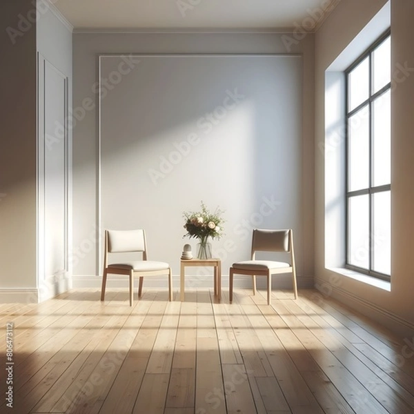 Fototapeta room with flowers and chairs	