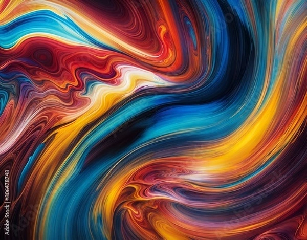 Obraz A colorful abstract painting with swirling colors creating a dynamic pattern.