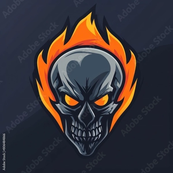 Obraz skull fire head simple logo solid flat color
