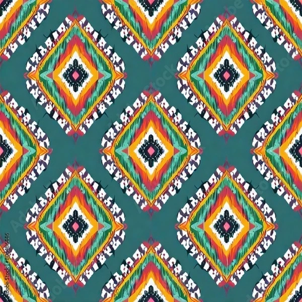 Fototapeta Digital seamless pattern etnic style block print