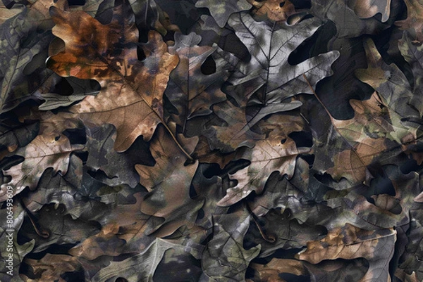 Fototapeta fall leaves camouflage background texture pattern seamless wallpaper