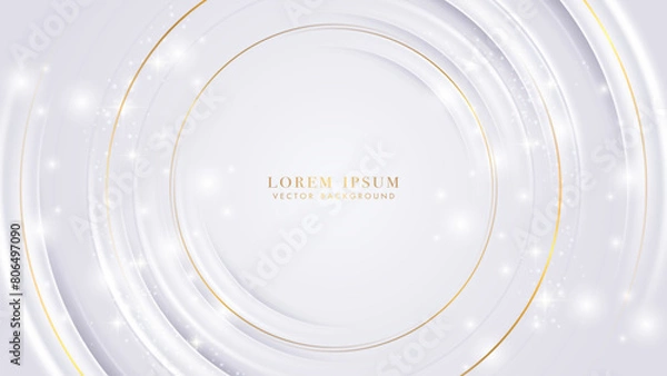 Obraz Abstract white background with golden circle element, sparkling light effect