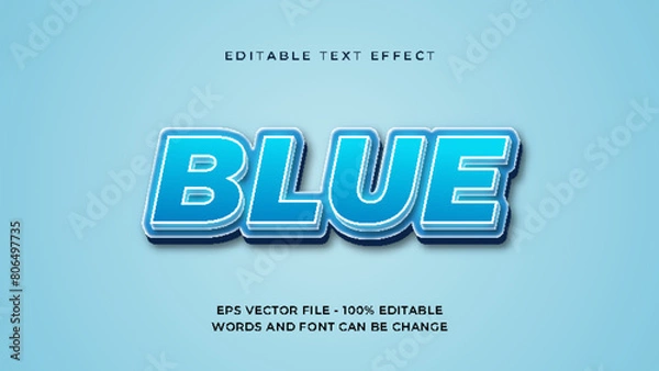 Fototapeta Blue light editable text effect premium, 3d style.