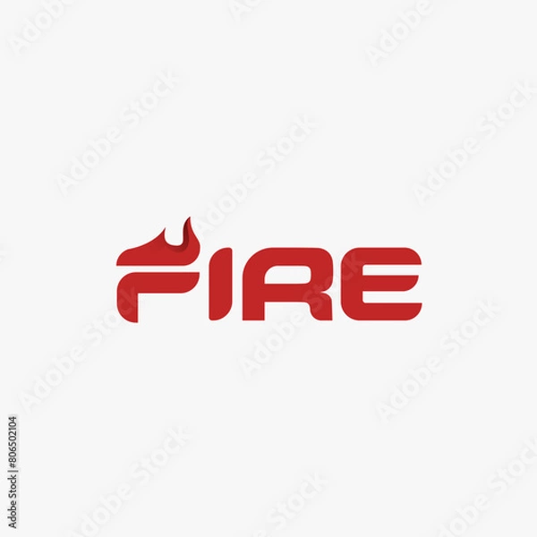 Fototapeta Wordmark red fire logo vector icon on white background