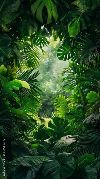 Obraz Tropical green leaves create a lush and vibrant background