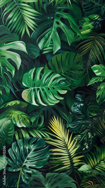 Obraz Tropical green leaves create a lush and vibrant background