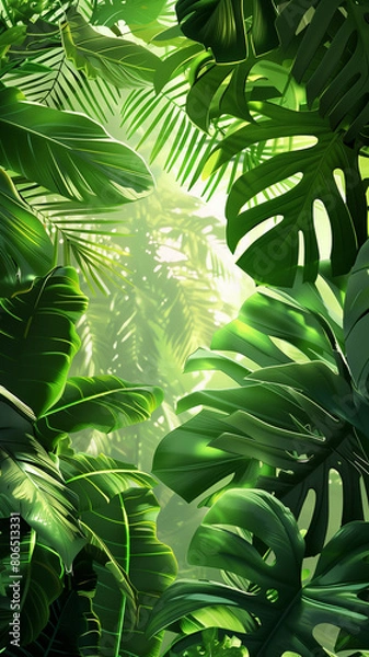 Obraz Tropical green leaves create a lush and vibrant background