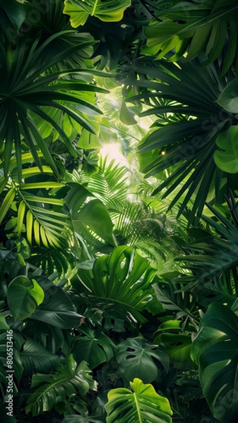 Obraz Tropical green leaves create a lush and vibrant background