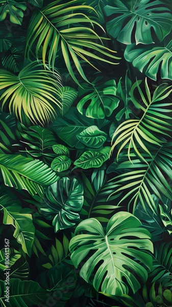 Obraz Tropical green leaves create a lush and vibrant background