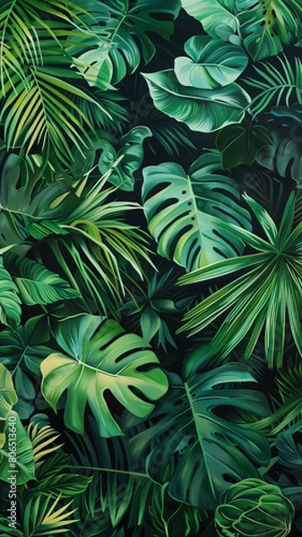 Obraz Tropical green leaves create a lush and vibrant background