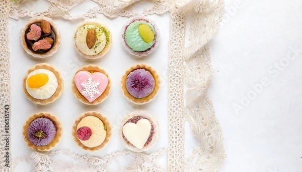 Obraz パステルカラーのかわいいスイーツ