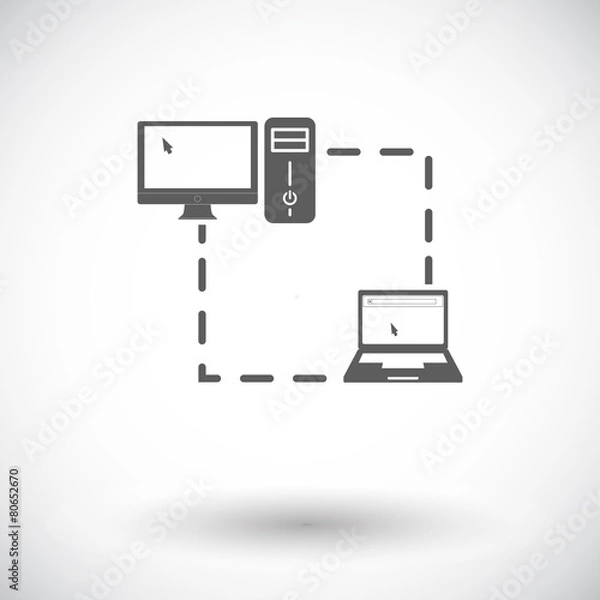 Fototapeta Computer sync single flat icon.