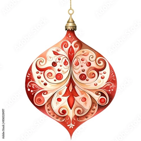 Fototapeta Christmas ball ornament isolated on white background with clipping path. New Year decoration.