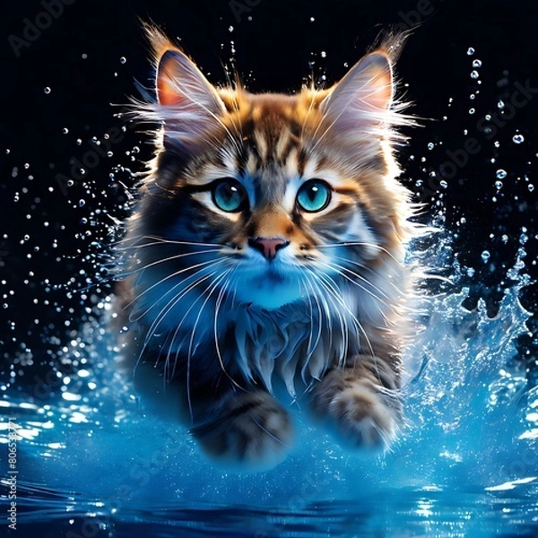 Fototapeta the kitten take a bath