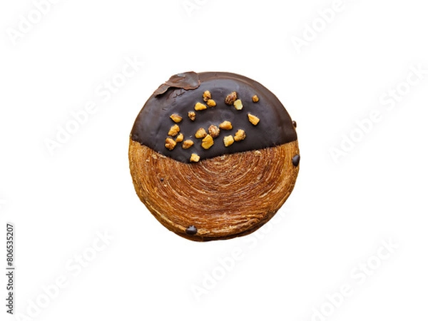 Obraz Round chocolate croissants, homemade. on transparent background