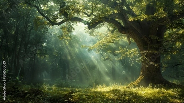 Fototapeta An enchanted forest where the trees whisper secrets to those who understand the language of the magical elements