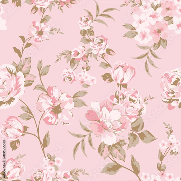 Obraz abstract, vector, monochrome, big flowers, all over textiles design, illustration digital image can be used for wrapping paper