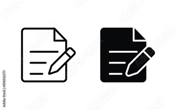 Fototapeta document with pencil icon. Edit file icon