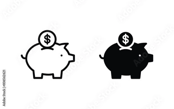 Fototapeta piggy bank icon vector