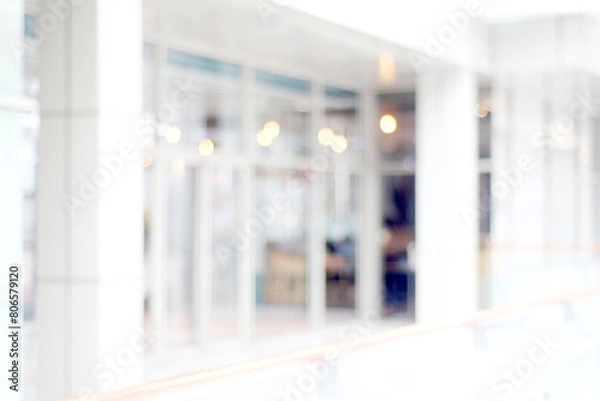Fototapeta Blurred background : blur office with bokeh light background, banner, business concept