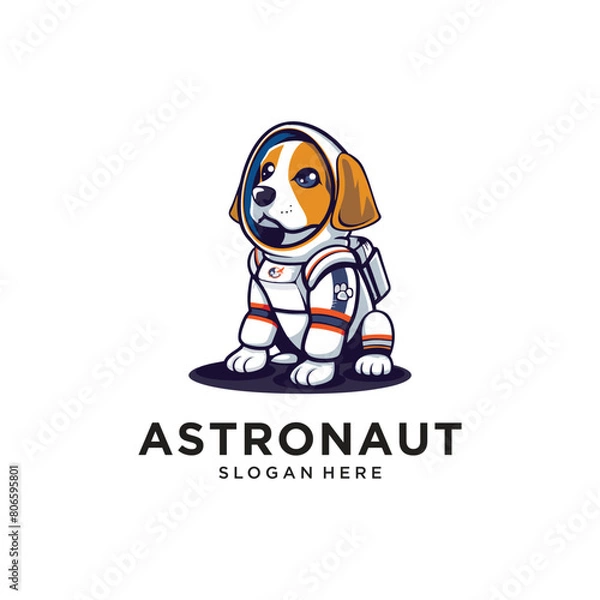 Obraz dog astronaut logo design vector illustration